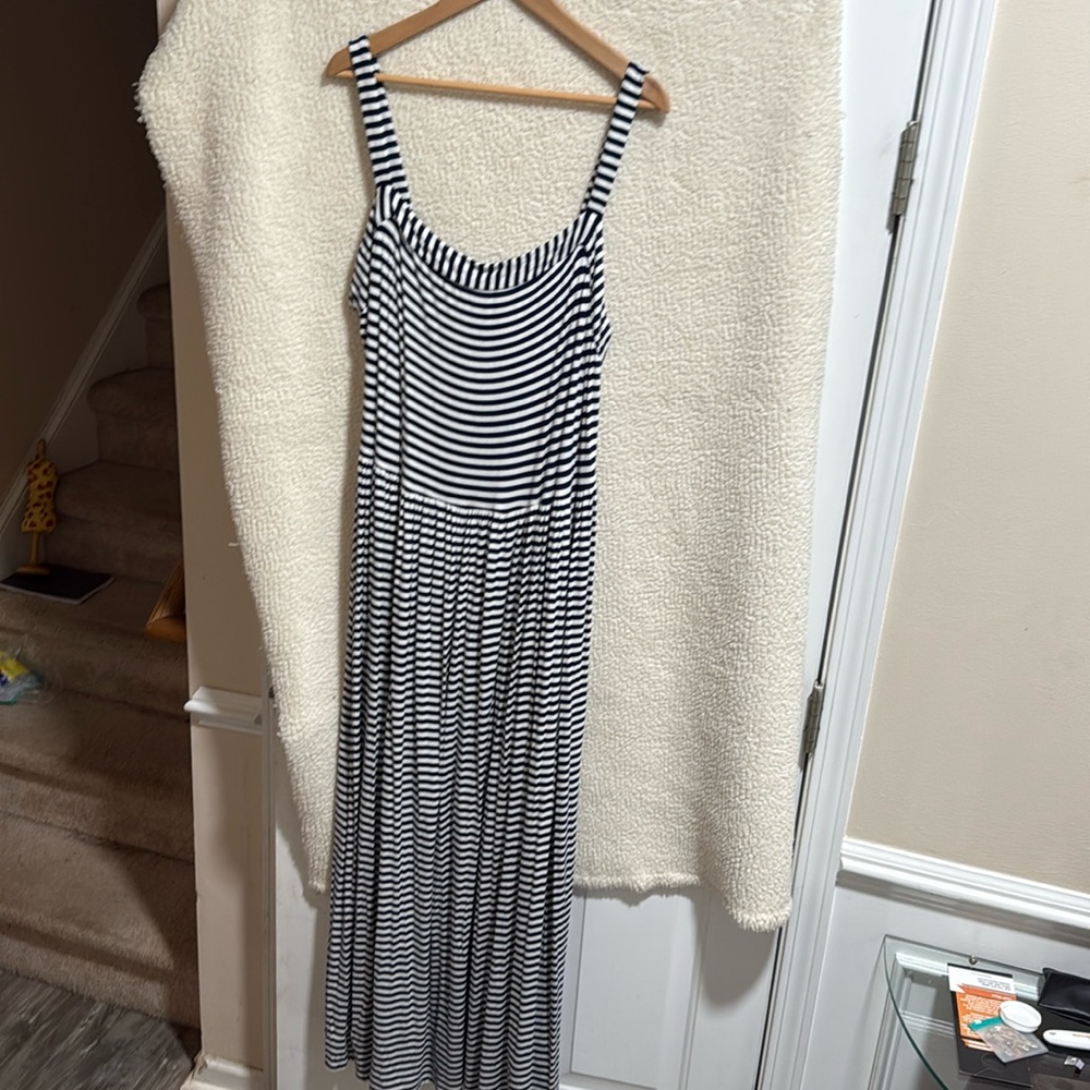 Navy and white stripe long sundress